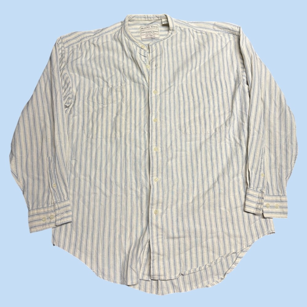 Vintage Robert Stock Mens Shirt L Ticking Stripe Reenactment Historical Goth